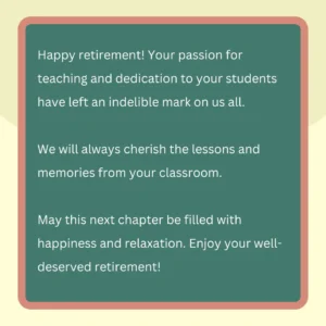 Farewell messages for retiring teacher